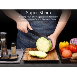 Hollory 8 Inch Slicing Knife, German High Carbon Stainless-Steel Blade and Ergonomic Comfortable Handle, Non-Stick Slicer Knife for Carving Slicing Cutting of Meat Vegetables and Fruits-Black