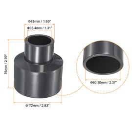 PATIKIL UPVC Reducer Pipe Fitting 60.30mm x 33.4mm Socket Schedule 80 Straight Coupling Adapter Connector Gray