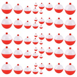 Coopay Fishing Bobbers 30Pcs-50Pcs/Lot Hard ABS Fishing Floats Set Snap on Float Red/White Bobbers Push Button Round Buoy Floats Fishing Tackle Accessories (2inch-30pcs)