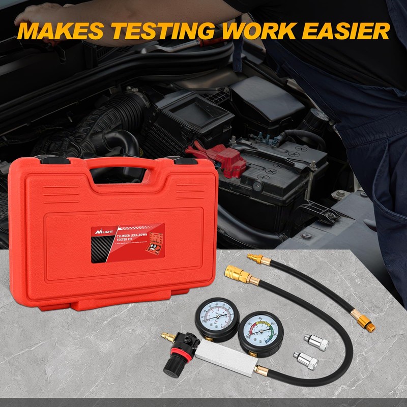 Nilight Cylinder Leak Down Tester, Gasoline Engine Compression Dual Gauge