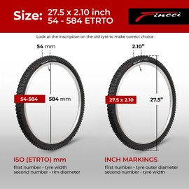 Fincci Pair 27.5 x 2.10 Mountain Bike Tire 54-584 Foldable Tires Oncamp for Road MTB Mud Dirt Offroad Bicycle - 27.5x2.10 Tire Pack of 2