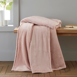 Catherine Lansfield Raschel Velvet Touch 130x170cm Blanket Throw Blush Pink