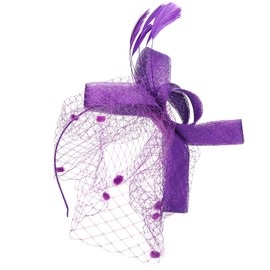 Wedding Women Net Mesh Bridal Face Veil Hats Brides Fascinator Headwear Hair Accessory(Purple)