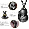 JSDDE Black Obsidian Crystal Hand Carved Fox Pendant Necklace Lucky