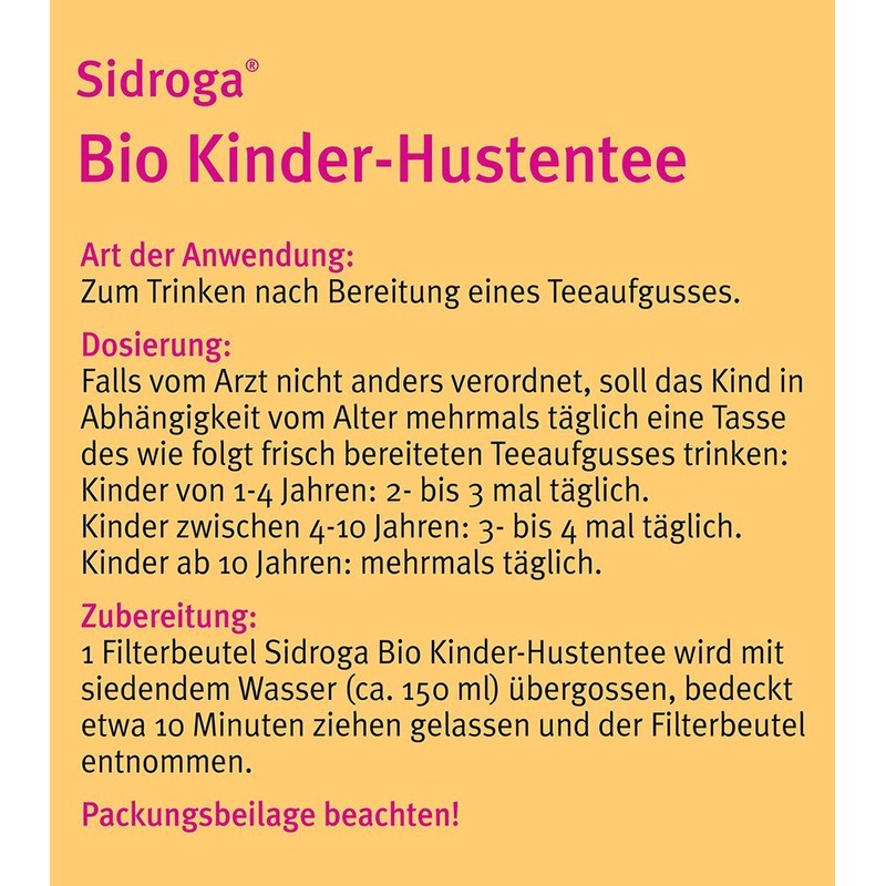Sidroga Bio Kinder-Hustentee – Arzneitee mit Heilpflanzen bei Erkältung und