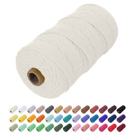Uiopa Macrame Cord 2mm x 200m, Natural Cotton Cord Coloured Macrame Yarn Soft Rope, Macrame String Cotton Twine for Crafts, Plant Hanger, Wall Hanging, Wrapping, Christmas Decorations (Natural)