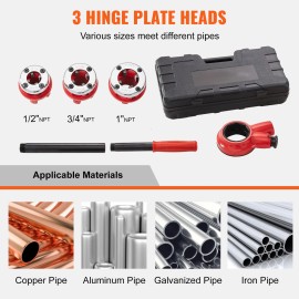 Portable Manual Ratcheting Pipe Threader Kit 1/2\" NPT 3/4\" NPT 1\" NPT-Power Pipe Threaders Set of 3Pnumber of moulds: 3