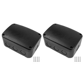 NineLeaf Black IP66 Waterproof Outdoor Junction Box, 4.9"x3.3"x2.3" PVC/ABS Weatherproof Electrical Enclosure, Compact Project Box Fits 20mm Cable Glands for Garden, CCTV, DIY Wiring,2PCS