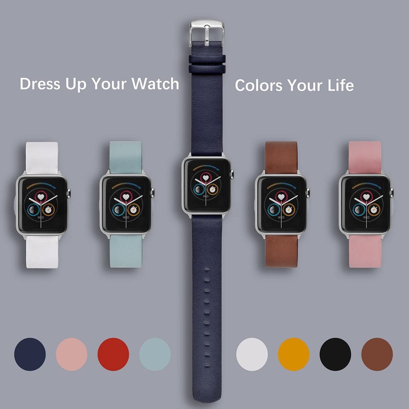 Wocci Quick Release Watch Band, Thin Genuine Leather Smart Watch