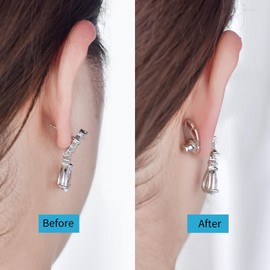 Earring Lifters Backs,AKRUWERLY 4PCS Dainty Flower Shape Earring Backings Replacements for Droopy Ears,Locking Earlobe Support Backers for Heavy Earings Flat Backstop for Studs, White Gold