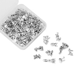 Airssory Pack of 100 10 Style Cute Bunny Charms Mini Easter Animal Rabbit Charm Bulk for Bracelet Necklace Jewellery Making DIY Crafts