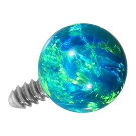PIERCINGLINE Titanium Screw Attachment with Male Thread 0.9 mm Synthetic Opal Ball Piercing Attachment Replacement Choice of Colours, Titanium Created Opal