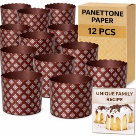 12oz Panettone Paper Mold 12 Pack, 3.54″ x 4.11″ Kulich Molds Round Paper Baking Forms Paper Panettone Pans for Easter Bread Disposable Bakeware Forms (9cm x 11cm)