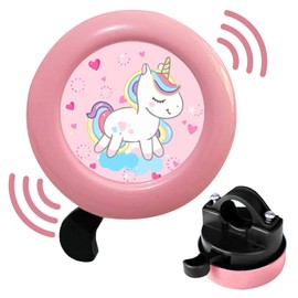 BRTNUP Bike Bell, Kids Bicycle Bell with Loud Crisp Clear Sound, Scooter Bell, Children Bike Horn Bike Bells, Road and Mountain Ring Bell for Boys Girls Unicorn and Little Elephant, Alloy Steel (pink)