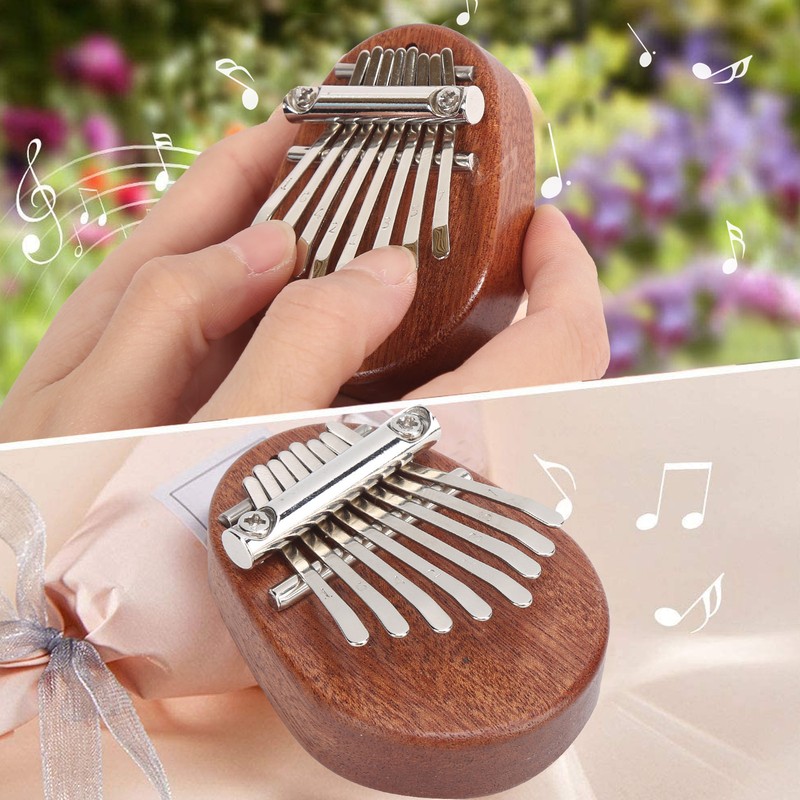 8 Tone Kalimba Thumb Piano C Key Mini Portable Mahogany