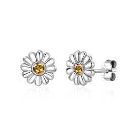 Philip Jones Sterling Silver Daisy Earrings Created with Zircondia® Crystals