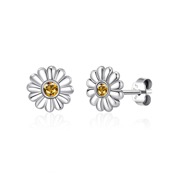 Philip Jones Sterling Silver Daisy Earrings Created with Zircondia® Crystals