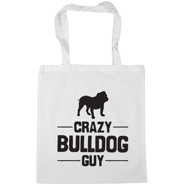 Hippowarehouse Crazy Bulldog guy Tote Shopping Gym Beach Bag 42cm