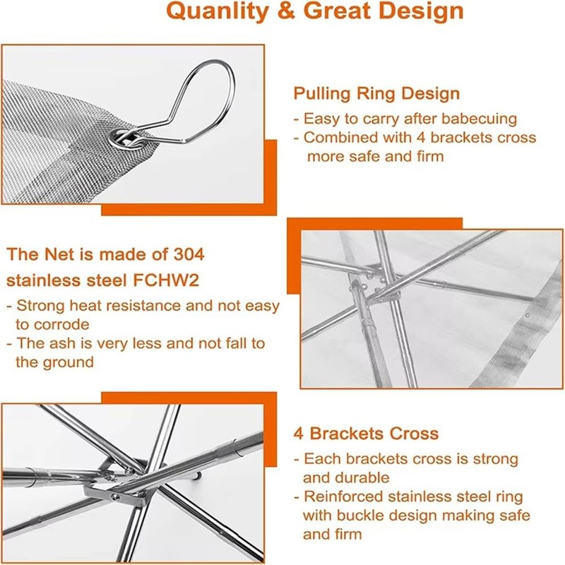 Snblzhef Portable Bonfire Campfire Fire Pit Collapsing Stainless Steel Mesh