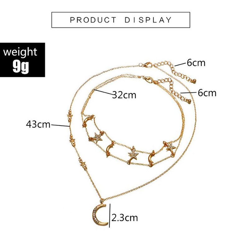 Chargances Bohemia - Collar de oro con luna y estrellas