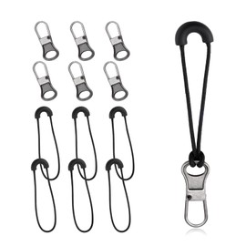 Replacement Zip, Zip Head and Zip Cord Extension Set, Repair Handle, Repair Fixer, Zip Tab for Luggage, Backpacks, Jackets, Handbags, Pack of 12