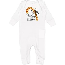 inktastic Merry Christmas Red and Gold Candy Cane Baby Romper Coveralls 18 Months White 39195