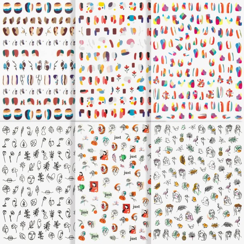 DZHILHMX Nail Stickers - 3D Self Adhesive, Graffiti, Funny, Abstract,