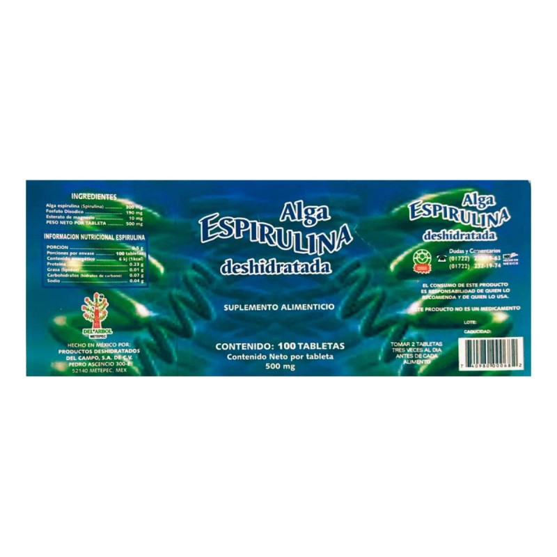 Alga Espirulina Suplemento Bajar Peso Adelgazar Sabor