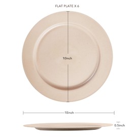 greenandlife 10inch/6pcs Dishwasher & Microwave Safe Wheat Straw Plates, Alternative for Plastic Plates, Lightweight Reusable Unbreakable Dinner Plates, Non-toxin, BPA Free for Kids Adults