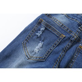 KIDSCOOL SPACE Baby Girls Boys Jeans Overall, Little Kid Bib Pocket Denim Workwear, Deep Blue-2050