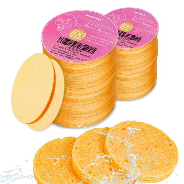 GAINWELL 200PCS Compressed Facial Sponges, Cleansing, for Personal Spa Esthetician