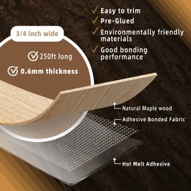 GSCIT Club Maple Edge Banding, 3/4 inch x 250ft roll of Veneer Plywood Edge Banding Preglued Flexible, Wood Tape Banding for Cabinet Repair