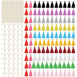 420 borlas pequeñas para llavero, hechas a mano con seda suave, mini borlas multicolor con lazos, ganchos para pendientes chapados en oro para proyectos de bricolaje, joyería de pendientes, marcadores