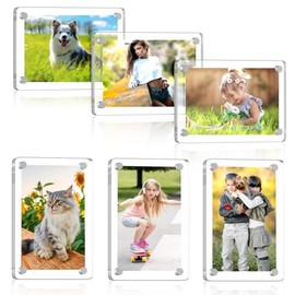 Hdama Magnetic Picture Frames for Refrigerator, Acrylic Fridge Magnetic Photo Frame, Double Sided Magnet Picture Frames for Fridge/Locker (6Pack)