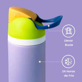 EASYTAO Termo Acero Inoxidable 24OZ, Dos Maneras de Beber, Térmica de Botella con Pajita para Deportes y Viajes, Doble Pared y Tapa Hermética Antigoteo, con Asa para Transportar (Púrpura, 24OZ/710ML)
