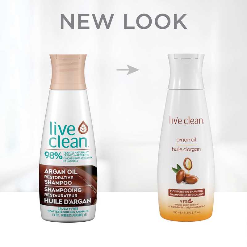 Live Clean Shampoo, Restorative Argan Oil, 12 Oz