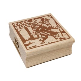 Take A Hike Bigfoot Hiking Hiker with Backpack Square Rubber Stamp for Stamping Crafting - 1.25in Small