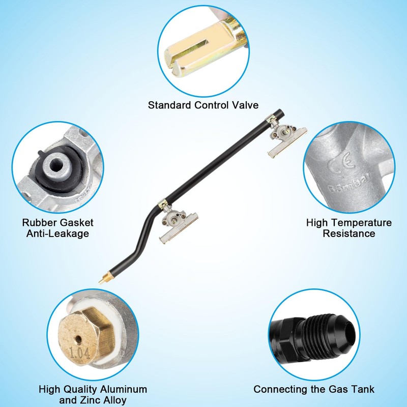 Griddle Burner Valve with Igniter Port and Gas Pipe for
