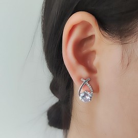 Hypoallergenic Stud Earrings for Sensitive Ears, Lightweight Silver Post Flat Back Cubic Zircon Small Earring for Women Jewelry Gift Cherry/Flower/Butterfly/Drop/Huggie Earrings, Alloy, Cubic Zirconi