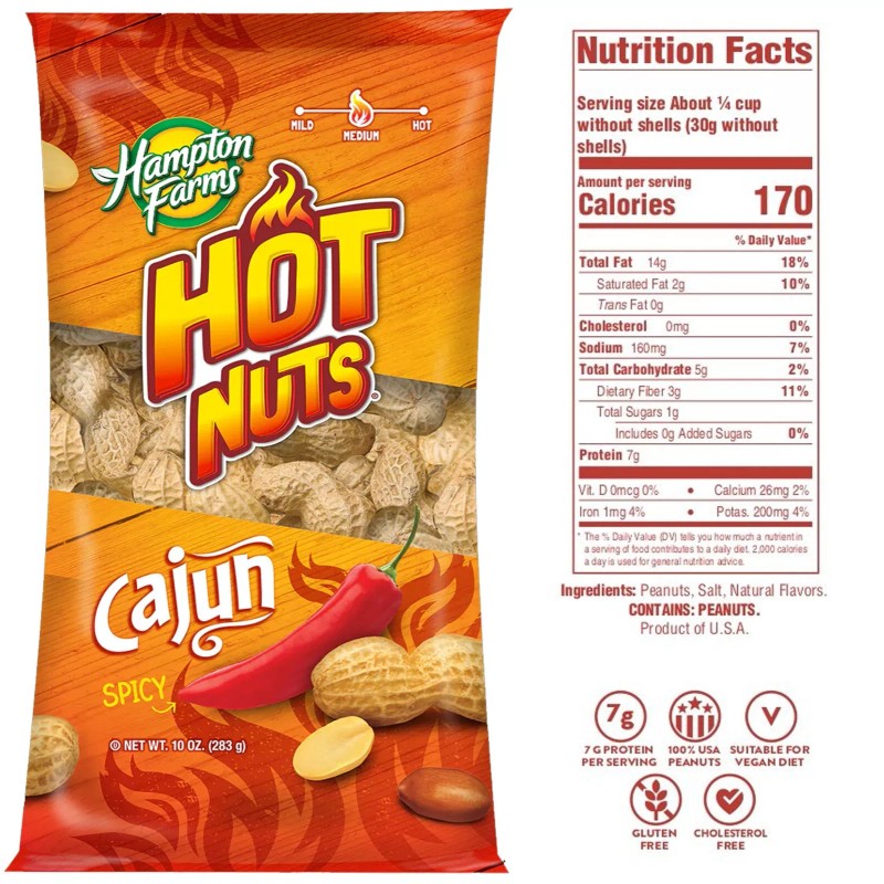 Hampton Spicy Peanuts in Shell Hot Nuts - (1 Pack)