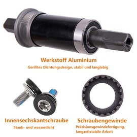 Meyecon Bicycle Bottom Bracket BSA Bottom Bracket 68 mm Bicycle Bottom Bracket Square Bottom Bracket for Square Spindle Crank 68 mm Frame Shell Cycling Accessories with Waterproof Screws (118 mm)