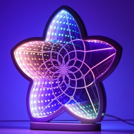 MEETYAMOR Led Lights for Bedroom, 3D Infinity Mirror Night Light for Home Decor, Multicolor Lighted USB Powered Dreamcatcher Table Centerpiece Gifts for Living Room Party Wedding Decorations