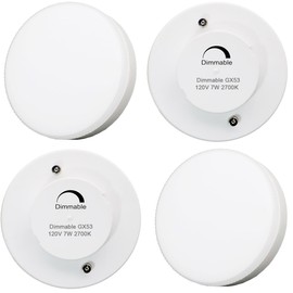 KAKEMONO Dimmable GX53 LED Light Bulb 7W, Warm White 2700K, 50W Halogen Replacement for 120V Under Cabinet, Ceiling Lighting, Pack of 4
