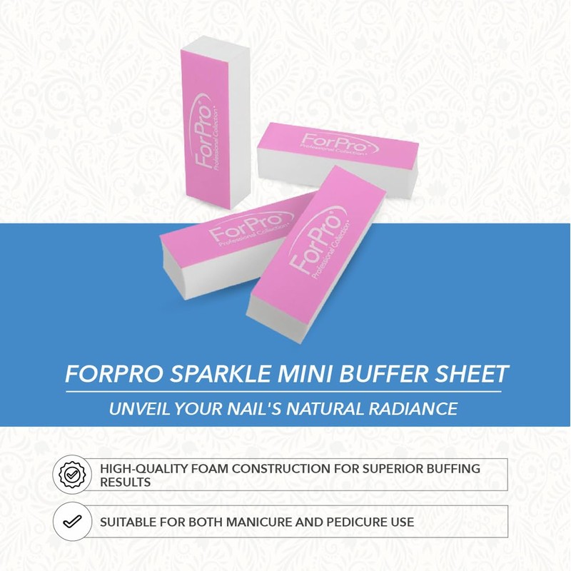 ForPro Professional Collection Sparkle Mini Buffer Sheet, Pre-Cut, Double-Sided Manicure
