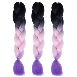 Bai You Mei Ombre Synthetic Jumbo Braid Hair 3pcs/lot 24inch Synthetic Hair Extensions Three Tone Braiding Hair 100g/pcs Kanekalon Fiber For Twist Braiding Hair