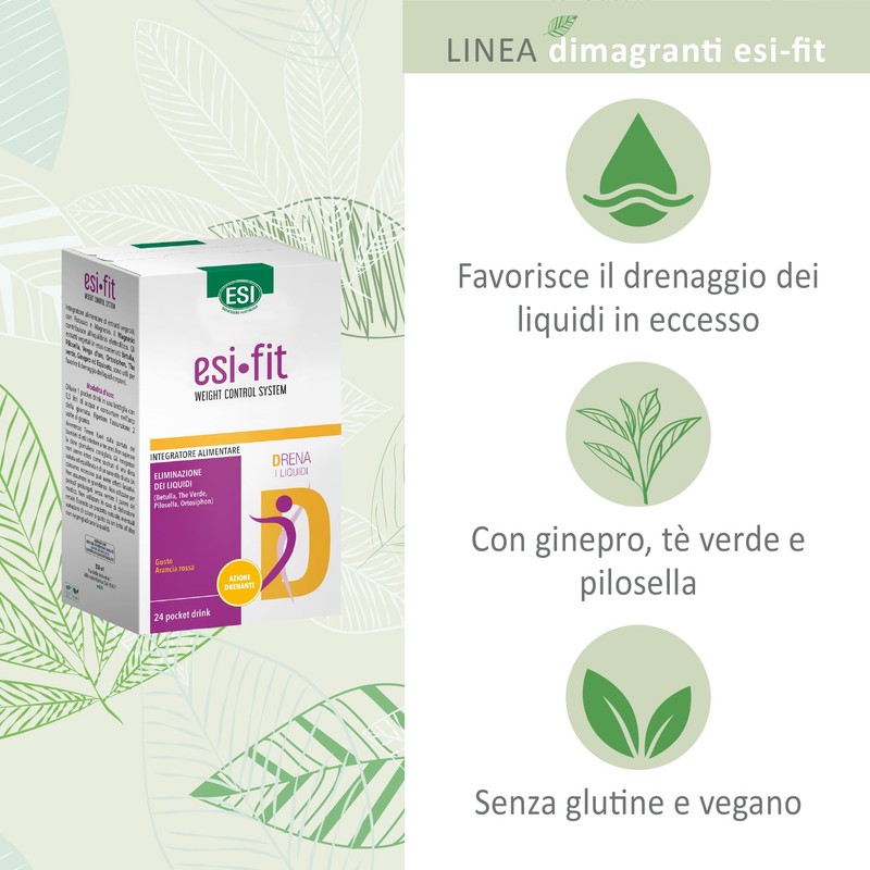 ESI Fit Drena, Integratore Alimentare con Pilosella, Tè Verde, Potassio