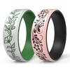 icooci 2/1 Paks Wilderness Collection Engraved Ring, Flower Vine Design