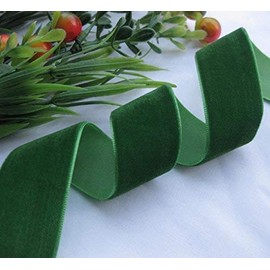 Chenkou Craft 5Yards Christmas Green 1 1/2" Velvet Ribbon Bulk (Green, 1 1/2"(40mm))