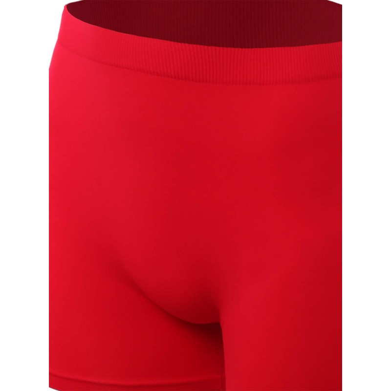Solid Seamless Fitted Lightweight Yoga Shorts Red ML