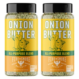 Fire & Smoke Society Onion Butter All Purpose Seasoning | BBQ Rubs for Smoking and Grilling | Steak, Grilled Chicken, Pork, Burgers | Onions, Green Herbs, White Pepper | Large (2-Pack)
